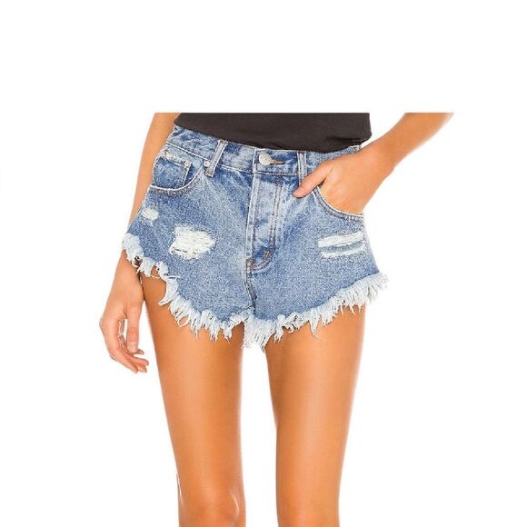 superdown Pants - Superdown Light Wash Distressed Denim Shorts